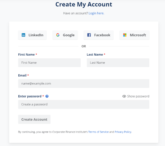 Create A New Account, Sign-in