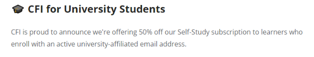  CFI Student Discount