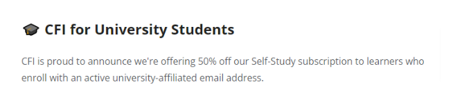 CFI Student Discount
