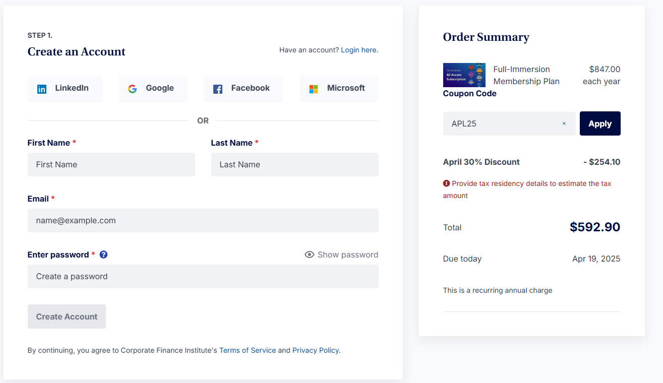 Click Create Account