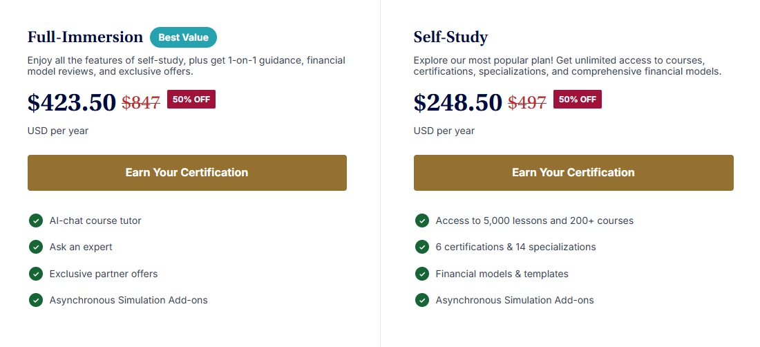 CFI Pricing Page & Click On Get Started