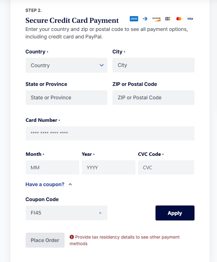 Enter Your Credit Card Details
