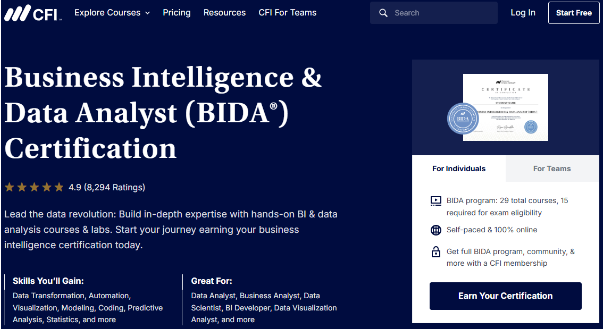 BIDA (Business Intelligence & Data Analyst)